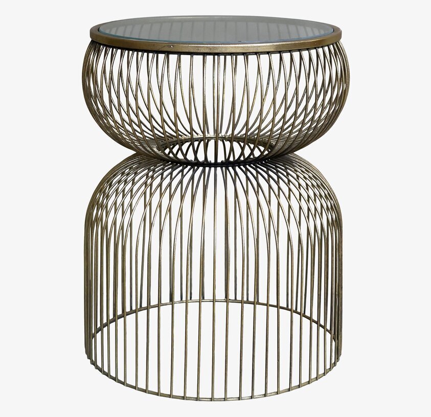 Glasbord/Avlastningsbord Mässing H51/Ø40cm från Chic Antique