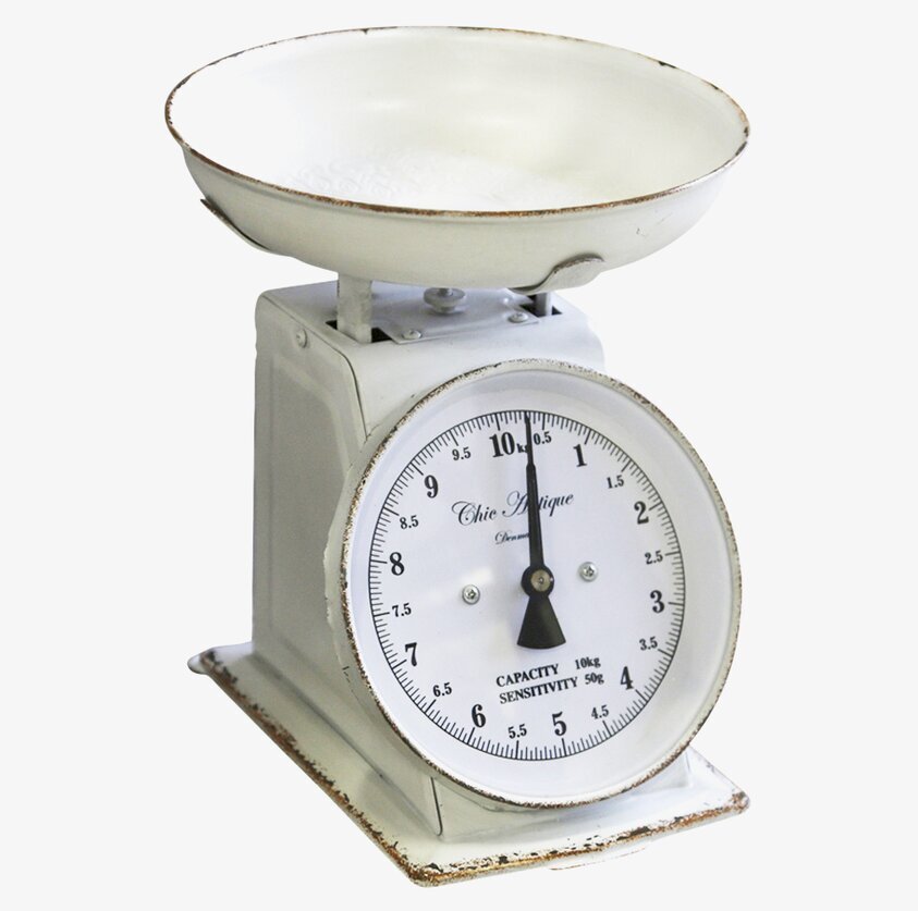 Fransk Köksvåg Antik Vit från Chic Antique i vintage stil