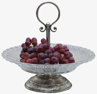 Etagefat Glas från Chic Antique med druvor på metallfot
