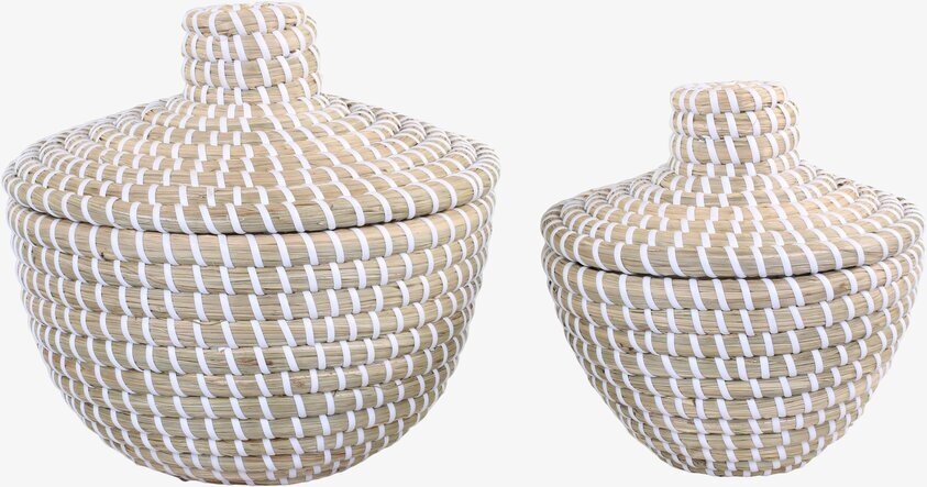 Korg Med Lock Natur Set/2 från Chic Antique på vit bakgrund