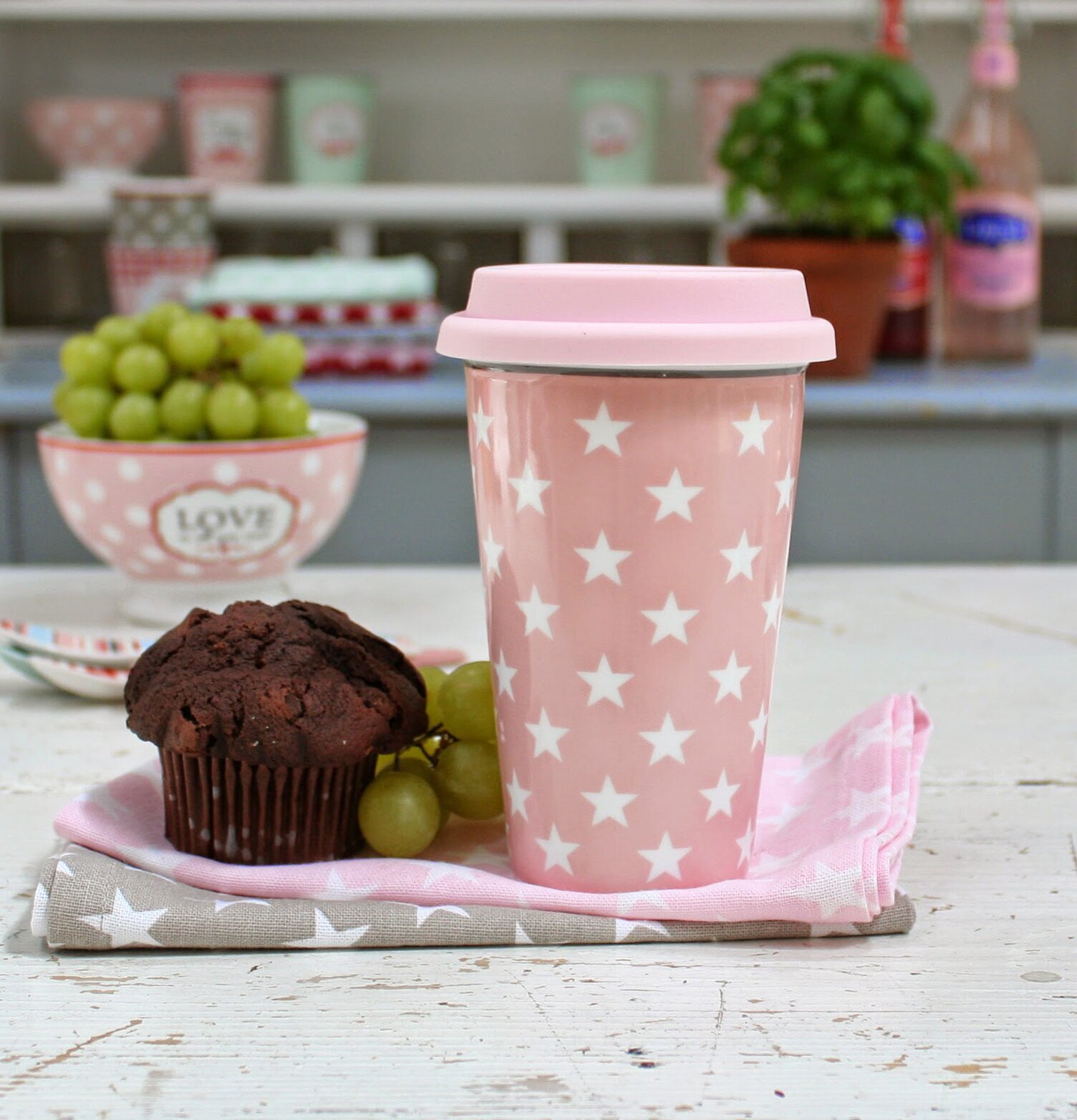 Happy To Go - Star Rosa rese-mugg från Krasilnikoff