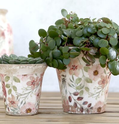 Auray Kruka Blomster Rosa/Antik Creme 8.5cm från Chic Antique