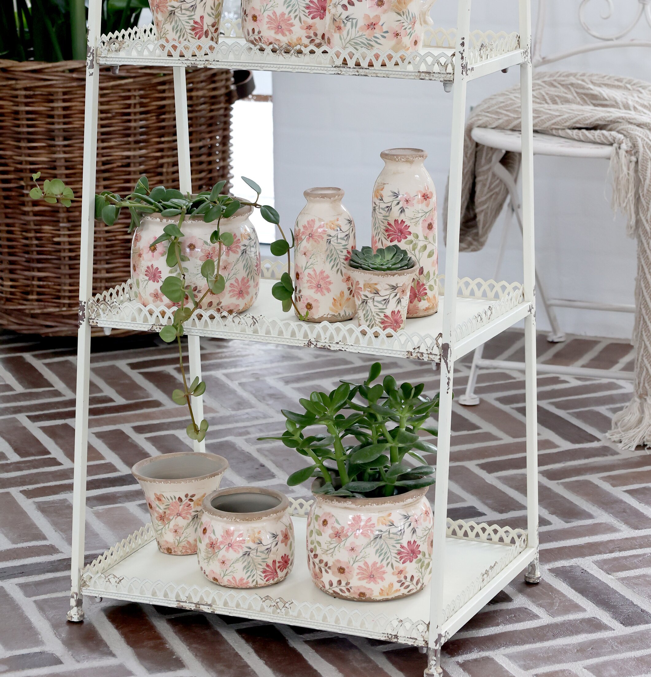 Auray Kruka Blomster Rosa/Antik Creme 9.5cm från Chic Antique