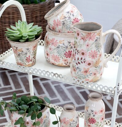 Auray Kruka Blomster Rosa/Antik Creme 9.5cm från Chic Antique