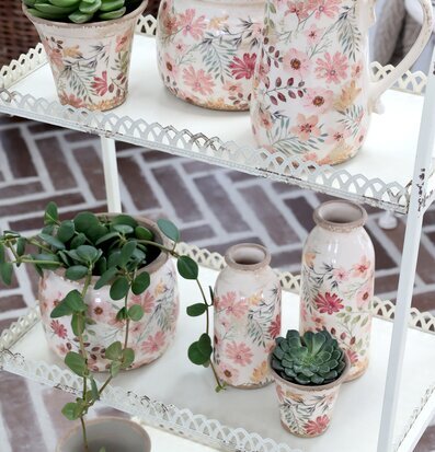 Auray Kruka Blomster Rosa/Antik Creme 8.5cm från Chic Antique