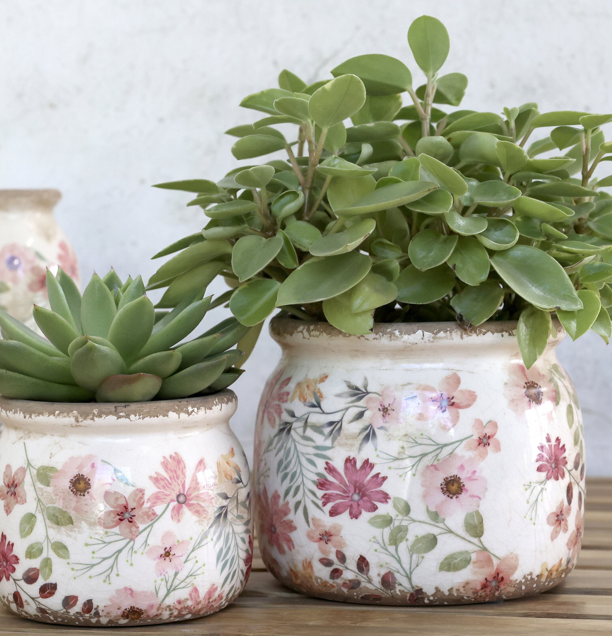 Auray Kruka Blomster Rosa/Antik Creme 9.5cm från Chic Antique