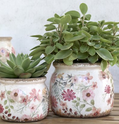 Auray Kruka Blomster Rosa/Antik Creme 9.5cm från Chic Antique