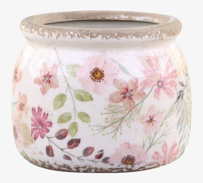 Auray Kruka Blomster Rosa/Antik Creme 9.5cm från Chic Antique