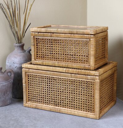 Förvaringslådor Set/2 Flätad Rotting från Chic Antique