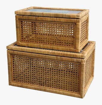 Förvaringslådor Set/2 Flätad Rotting från Chic Antique