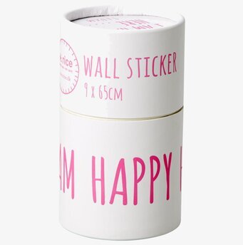 Wall Sticker - I Am Happy Here från Rice i vit cylinderförpackning
