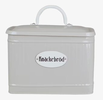 Foto av stilfull beige plåtburk för knäckebröd