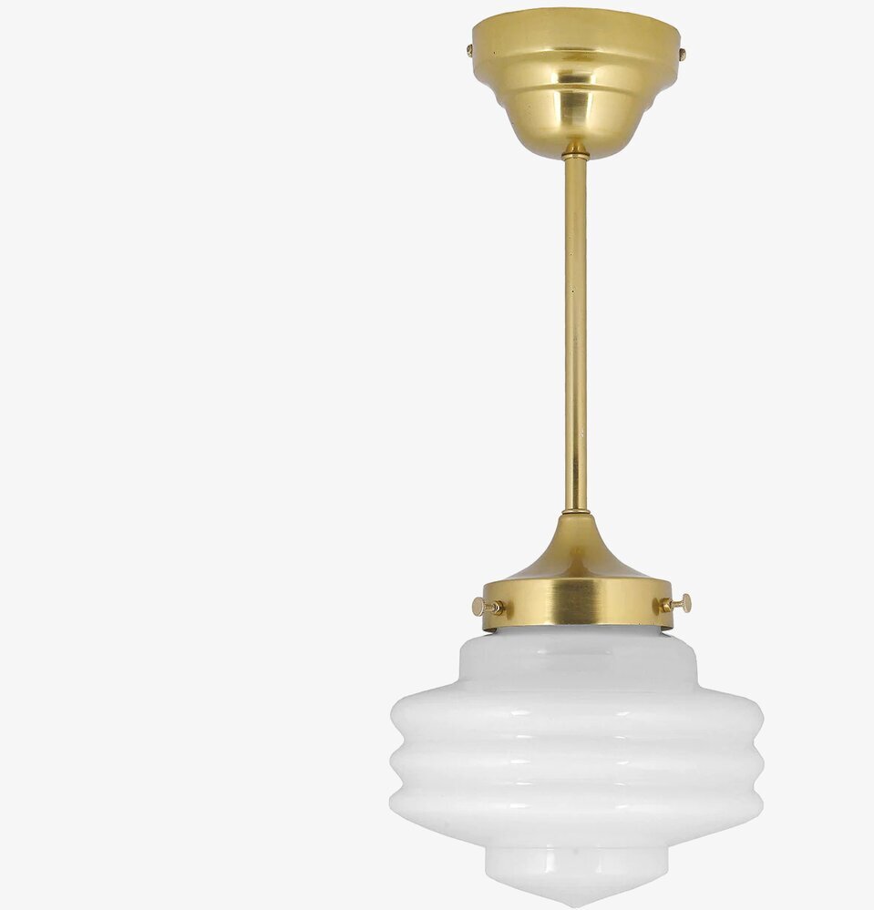 Taklampa Med. Stång Valter Opal/Mässing Lång från Strömshaga