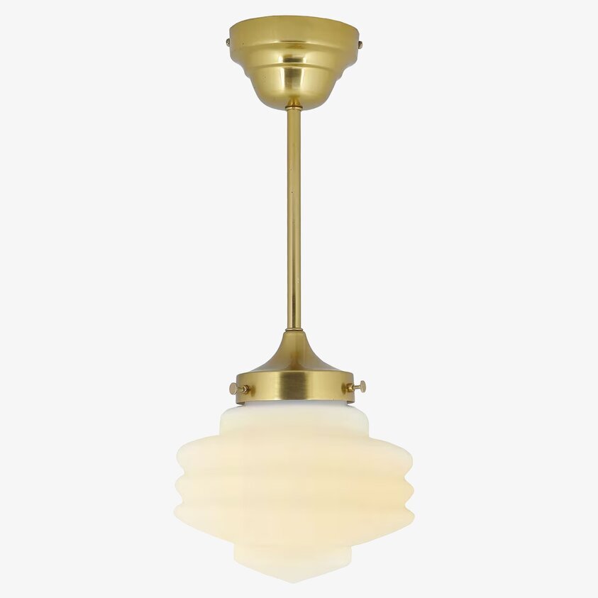 Taklampa Med. Stång Valter Opal/Mässing Lång från Strömshaga