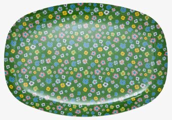 Tallrik Green Flower från Rice med färgglatt blommönster