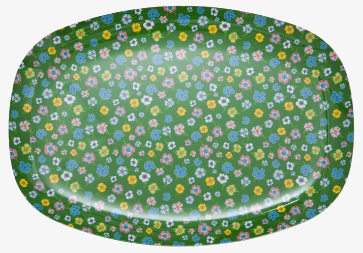 Tallrik Green Flower från Rice med färgglatt blommönster