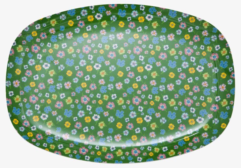 Tallrik Green Flower från Rice med färgglatt blommönster