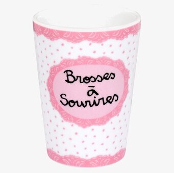 Tandborstmugg Rosa från Derriére la porte med rosa mönster