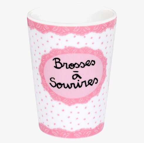 Tandborstmugg Rosa från Derriére la porte med rosa mönster