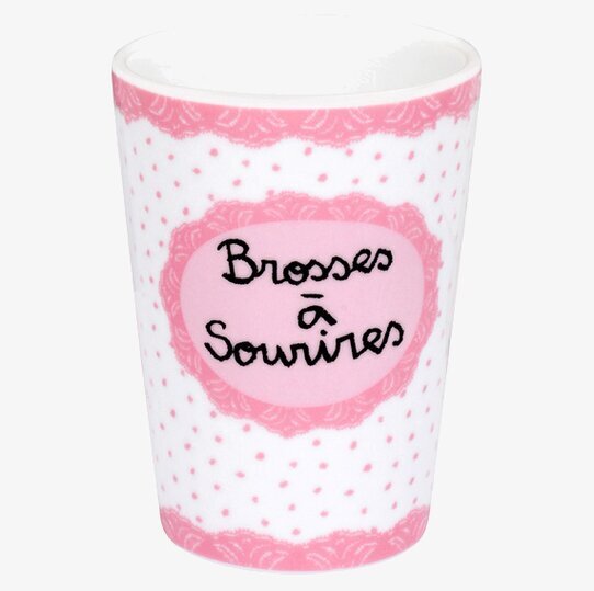 Tandborstmugg Rosa från Derriére la porte med rosa mönster