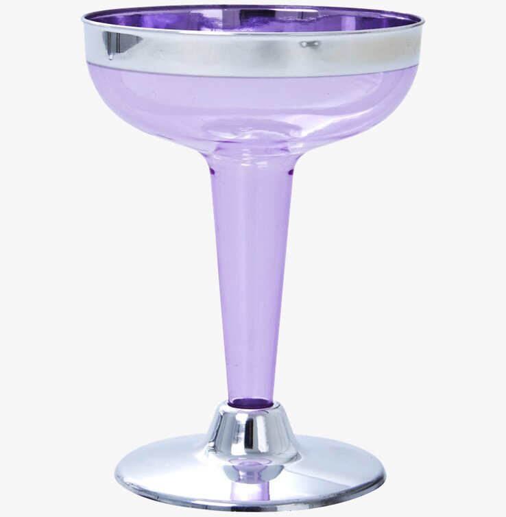 Plastglas Champagne Lila från Rice med silverdetaljer
