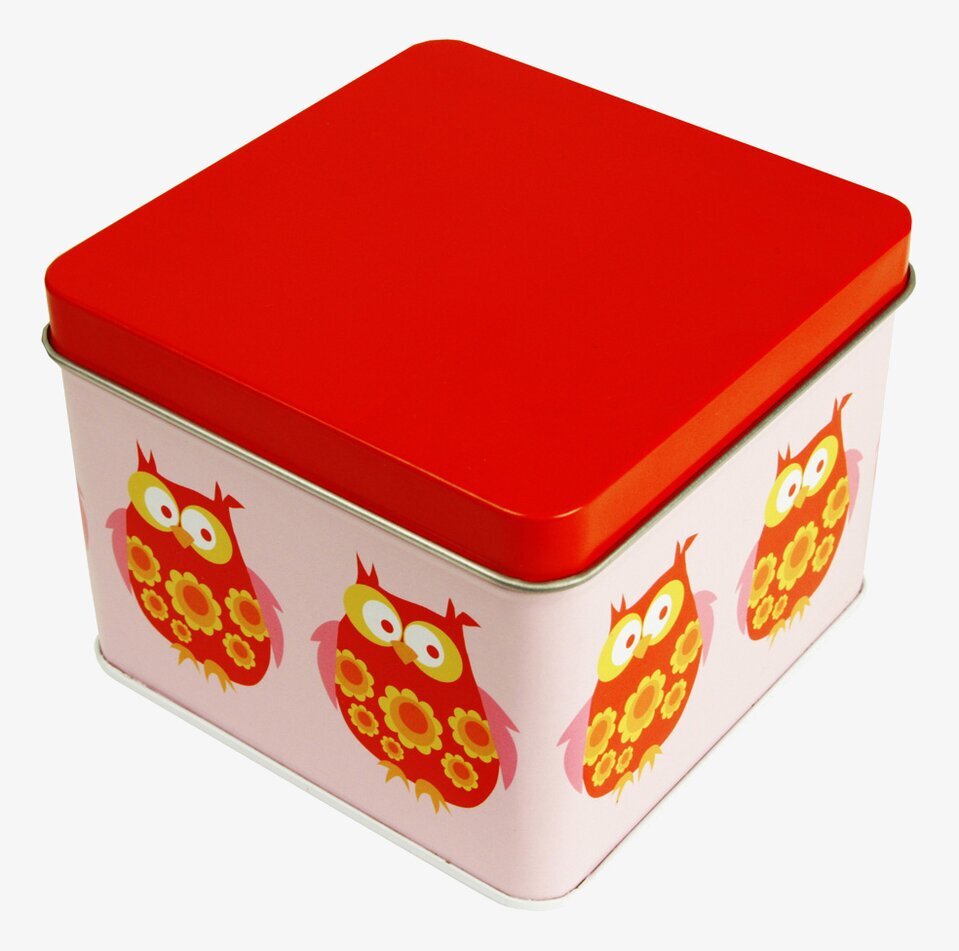 Liten box - Röda ugglor från Blafre med lekfullt mönster