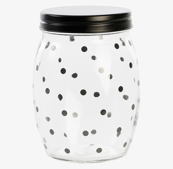 Glasburk Dots från Miss Etoile med svartvita prickar