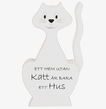 Stående Katt Med Text från Different Design, vit träfigur