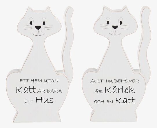 Stående Katt Med Text från Different Design, vit dekoration