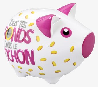 Spargris Piggy från Derriére la porte, färgglad keramikgris