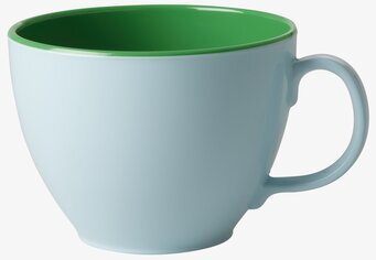 Bild av jumbomugg i blått och grönt med stilren design