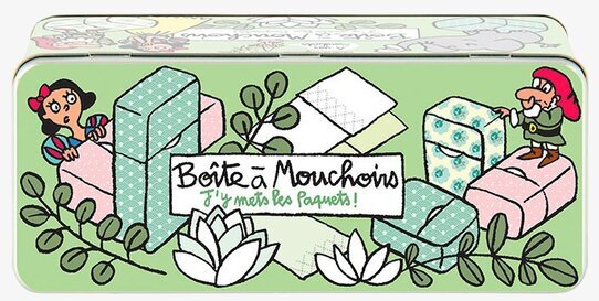 Bild av färgglad och charmig plåtburk för näsdukar