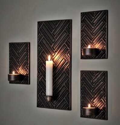 Väggljushållare Herringbone 15x30cm från Majas Cottage