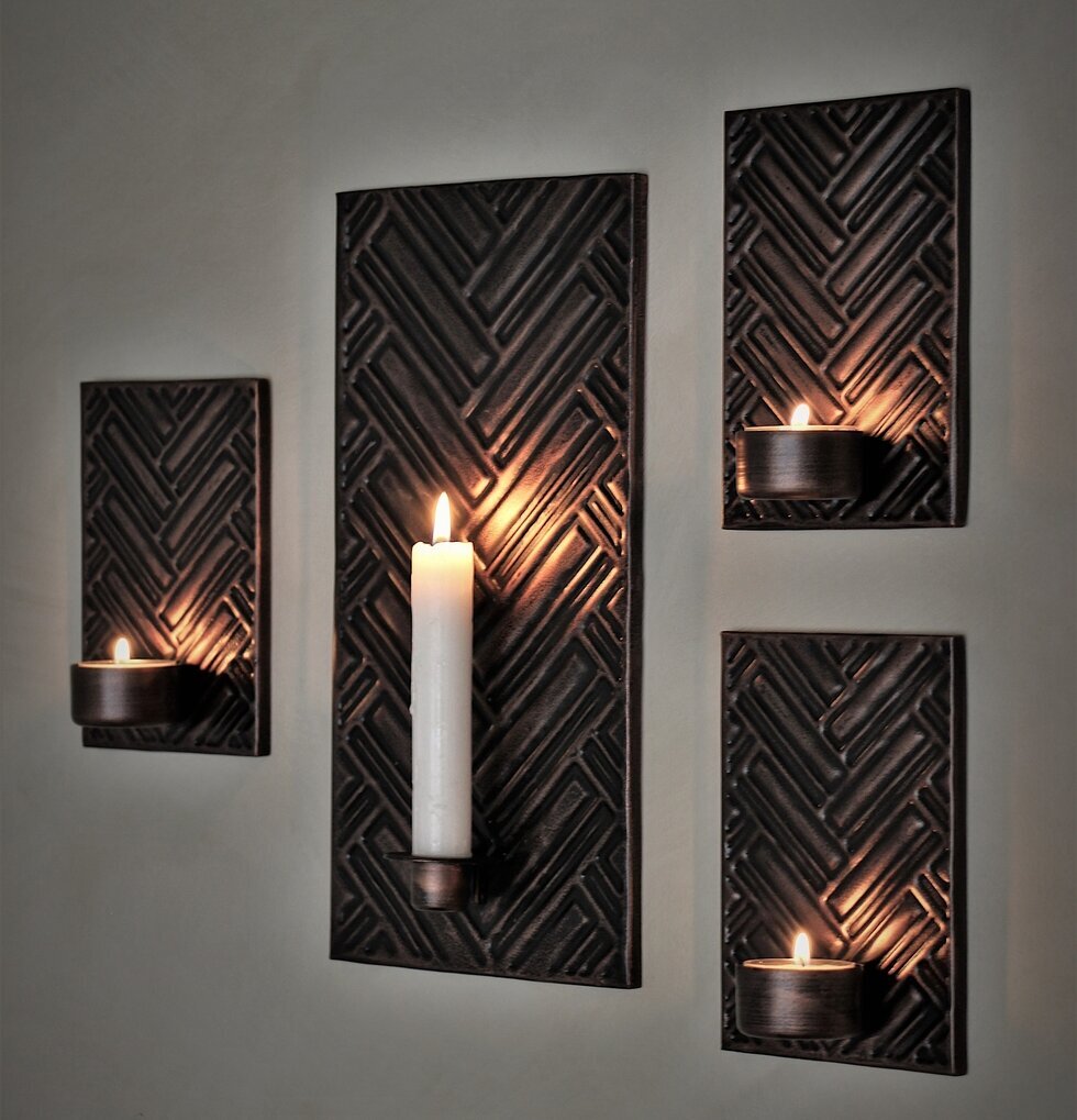 Väggljushållare Herringbone 15x30cm från Majas Cottage