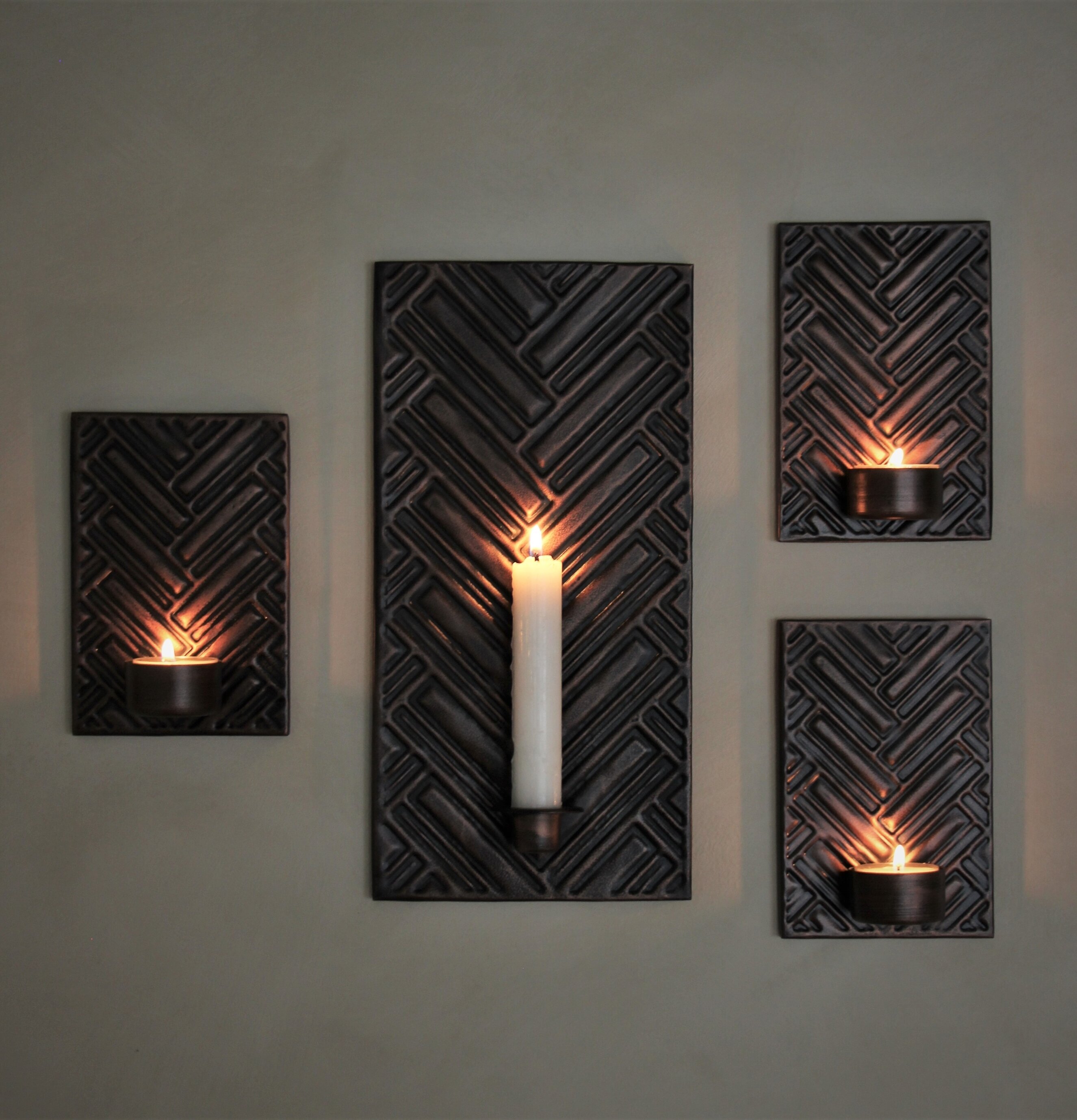 Väggljushållare Herringbone 15x30cm från Majas Cottage