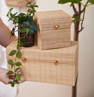 Förvaringslåda Bambu Set/3 Natur från IB Laursen, staplade