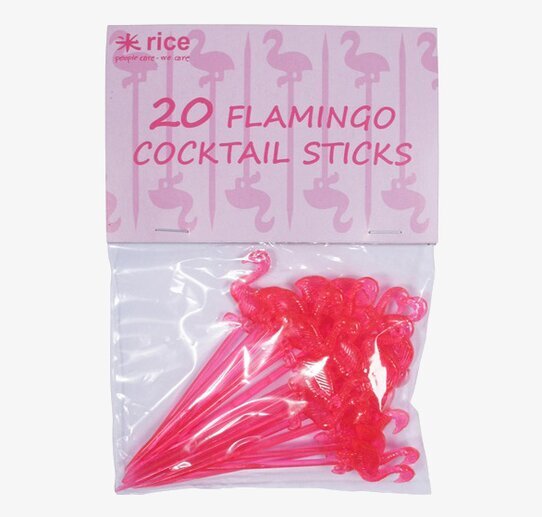 Cocktail Sticks Flamingo från Rice i rosa flamingodesign
