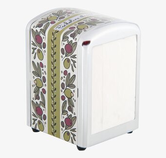 Servettställ Oliv Zink från Derriére la porte med olivmotiv