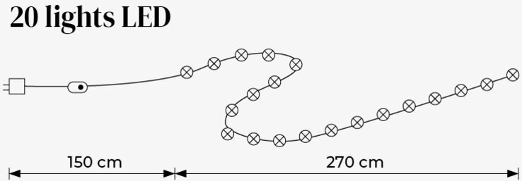 Ljusslinga Silver 20 LED från Happy Lights för dekoration