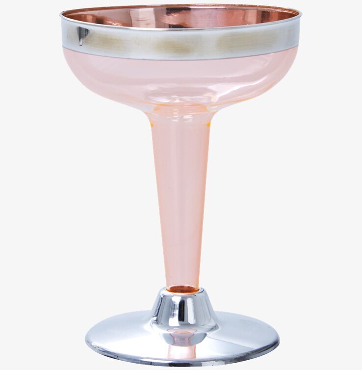 Plastglas Champagne Korall från Rice med silverdetaljer