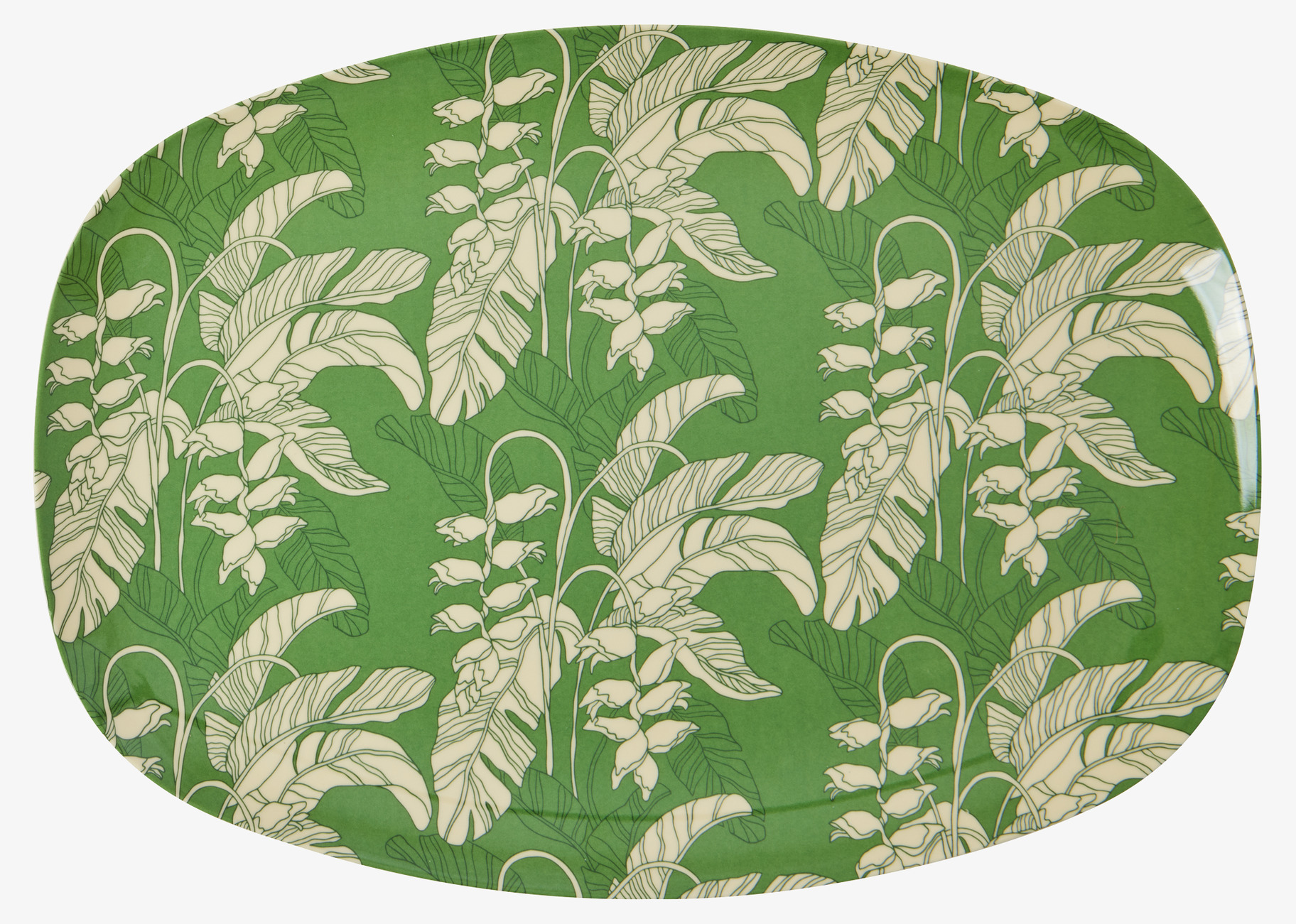 Tallrik Paradise Print från Rice med gröna blad och blommor