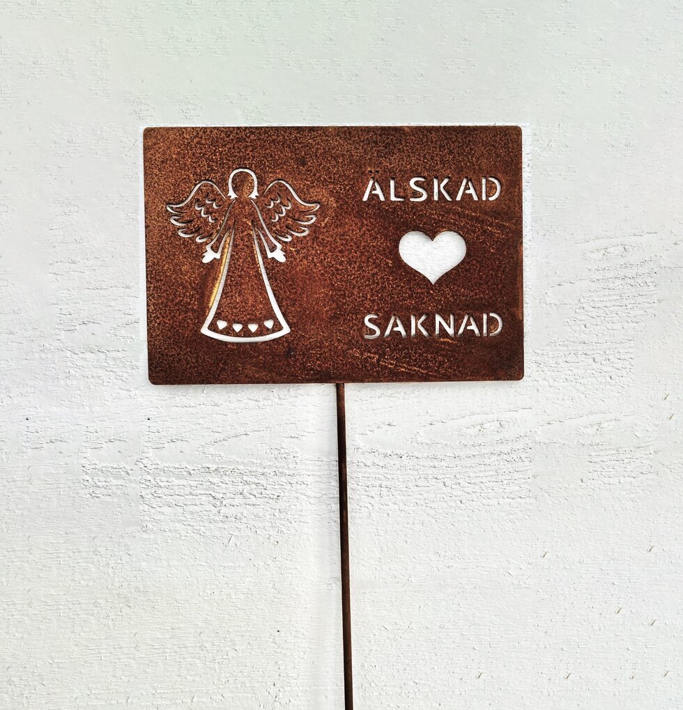 Skylt Ängel Rost - Älskad & Saknad från Lind Decoration