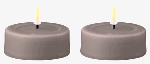 Stora Värmeljus LED Grå 2-Pack från Deluxe Homeart