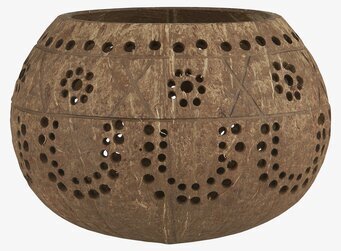 Bild av unik handgjord lykta i naturligt kokosnötsskal