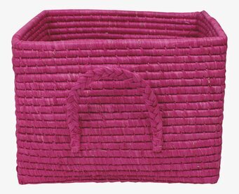 Raffiakorg Cerise från Rice - rektangulär cerisrosa korg
