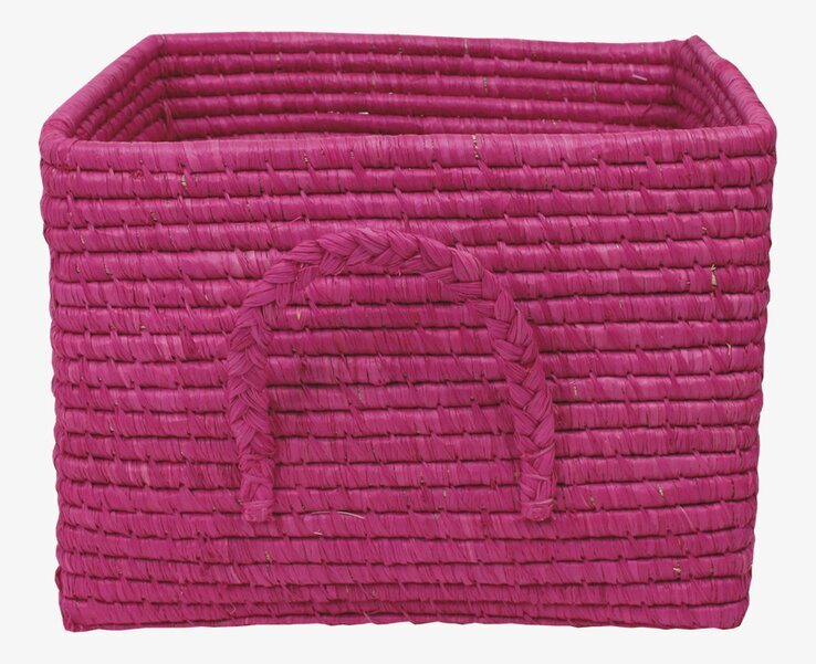 Raffiakorg Cerise från Rice - rektangulär cerisrosa korg