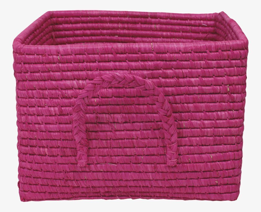 Raffiakorg Cerise från Rice - rektangulär cerisrosa korg