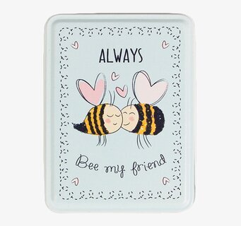 Bild av charmig plåtburk med lekfull design och budskap