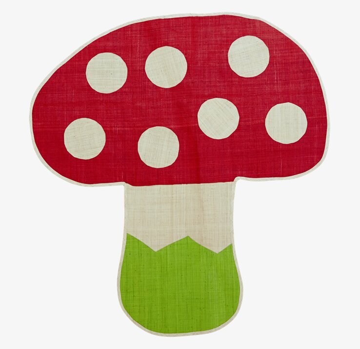 Matta Raffia Svamp S från Rice i form av en tecknad svamp