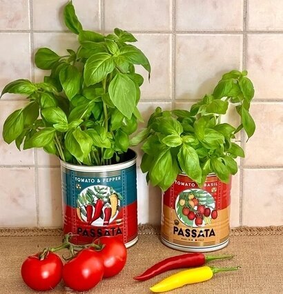 Plåtburk/Plåtkruka Passata från Bromma Kortförlag i kök